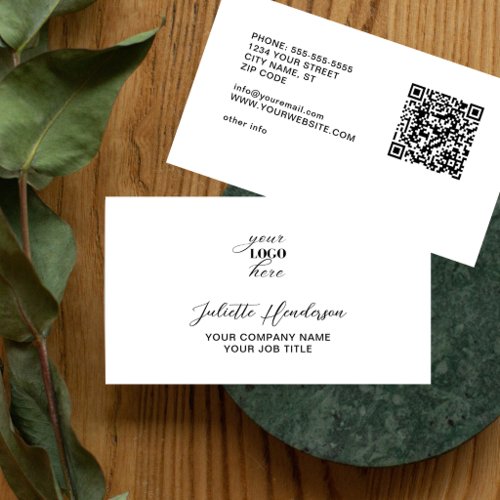 Create Your Own Logo Info QR Code Modern Elegant Business Card