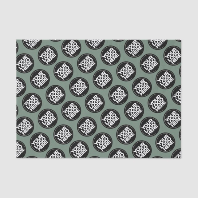 Create your own logo sage green business pattern tissue paper (Front)