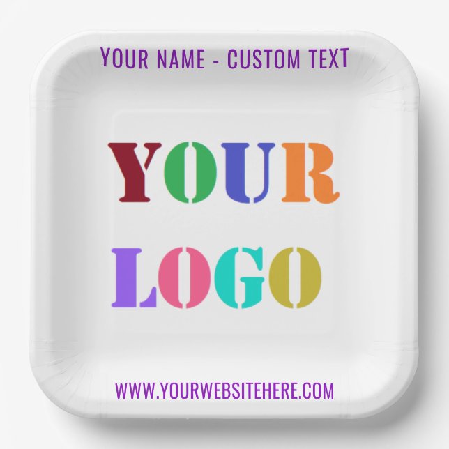 Create Your Own Logo Text Paper Plates Template (Front)