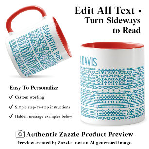 Create Your Own Long Hidden Message & Name Aqua Mug