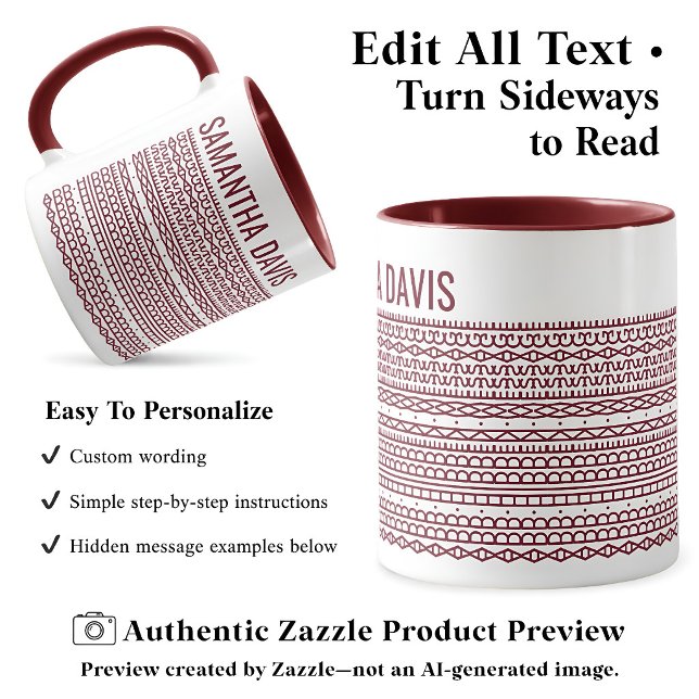 Create Your Own Long Hidden Message & Name Brgndy Mug (Creator Uploaded)