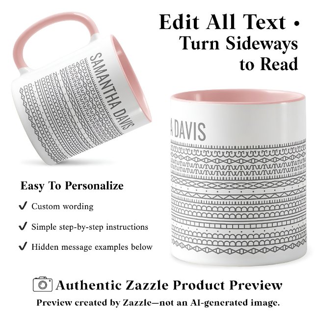 Create Your Own Long Hidden Message & Name Gray Mug (Creator Uploaded)