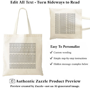 Create Your Own Long Hidden Message & Name Gray Tote Bag