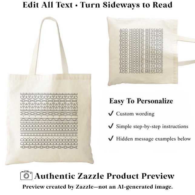 Create Your Own Long Hidden Message & Name Gray Tote Bag (Creator Uploaded)