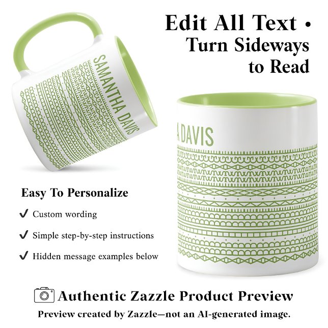 Create Your Own Long Hidden Message & Name L Green Mug (Creator Uploaded)