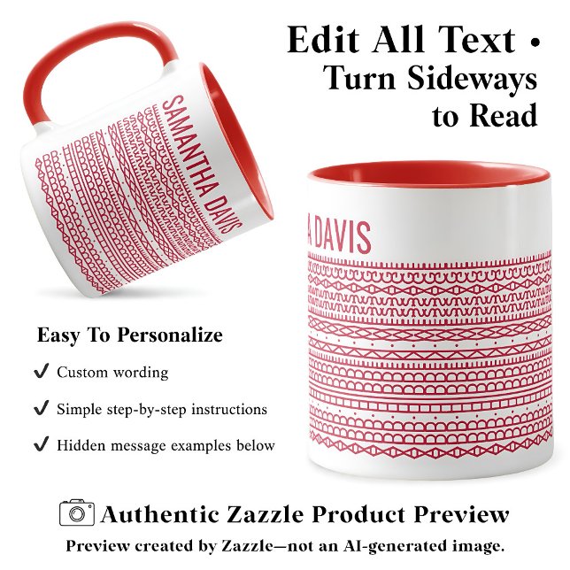 Create Your Own Long Hidden Message & Name Red Mug (Creator Uploaded)