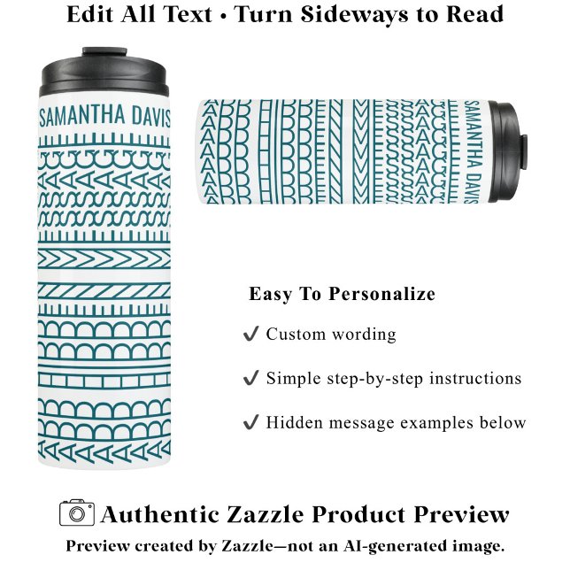 Create Your Own Long Hidden Message & Name Teal Thermal Tumbler (Creator Uploaded)