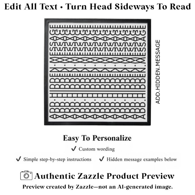 Create Your Own Long Hidden Message, Quote Black Peel And Stick Photo Tile (Creator Uploaded)