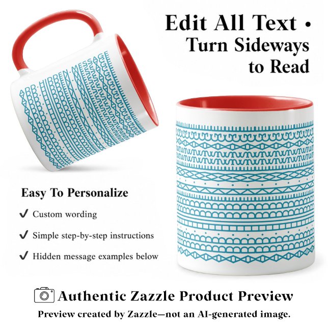 Create Your Own Long Hidden Message, Text, Aqua Mug (Creator Uploaded)