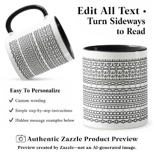 Create Your Own Long Hidden Message, Text, Black Mug