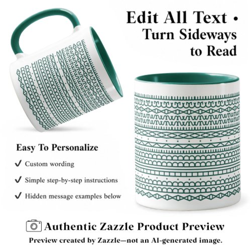 Create Your Own Long Hidden Message, Text, D Green Mug