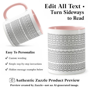 Create Your Own Long Hidden Message, Text, Gray Mug