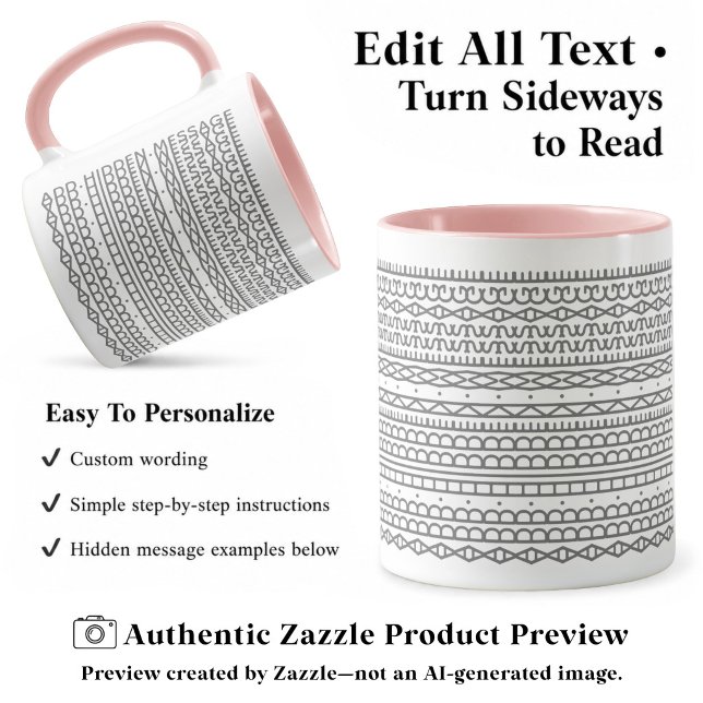 Create Your Own Long Hidden Message, Text, Gray Mug (Creator Uploaded)