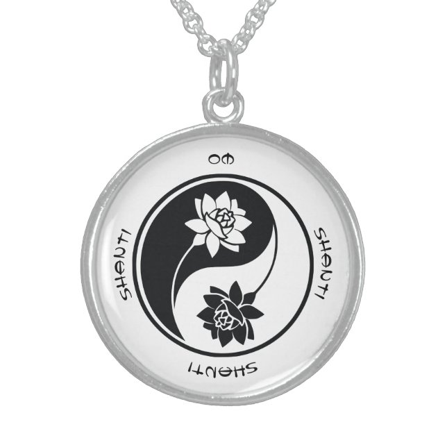 Create Your Own Lotus Yin Yang Symbol Sterling Silver Necklace (Front)