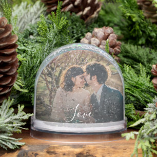 Create your own Love script couple photo Snow Globe