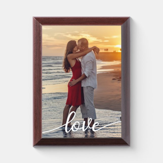 Create Your Own Love Script Romantic Couple Photo Award Plaque (Vertical)