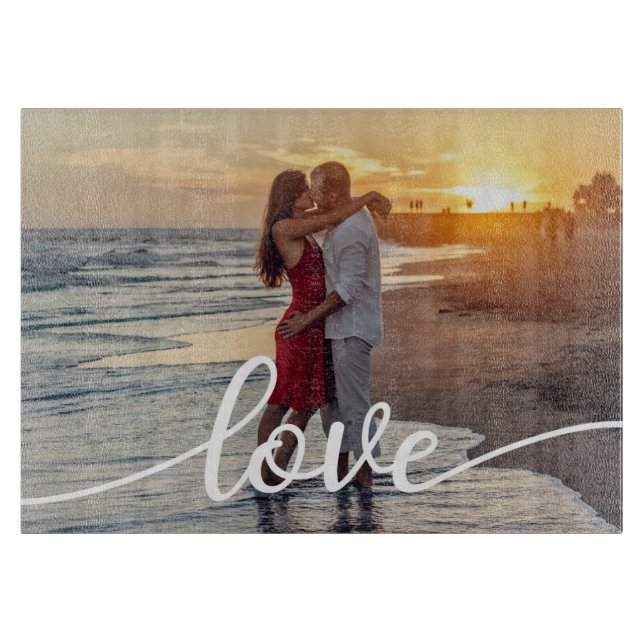 Create Your Own Love Script Romantic Couple Photo Cutting Board (Front)