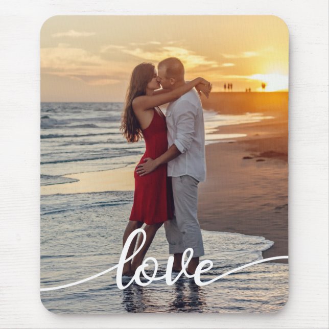 Create Your Own Love Script Romantic Couple Photo Mouse Pad (Front)