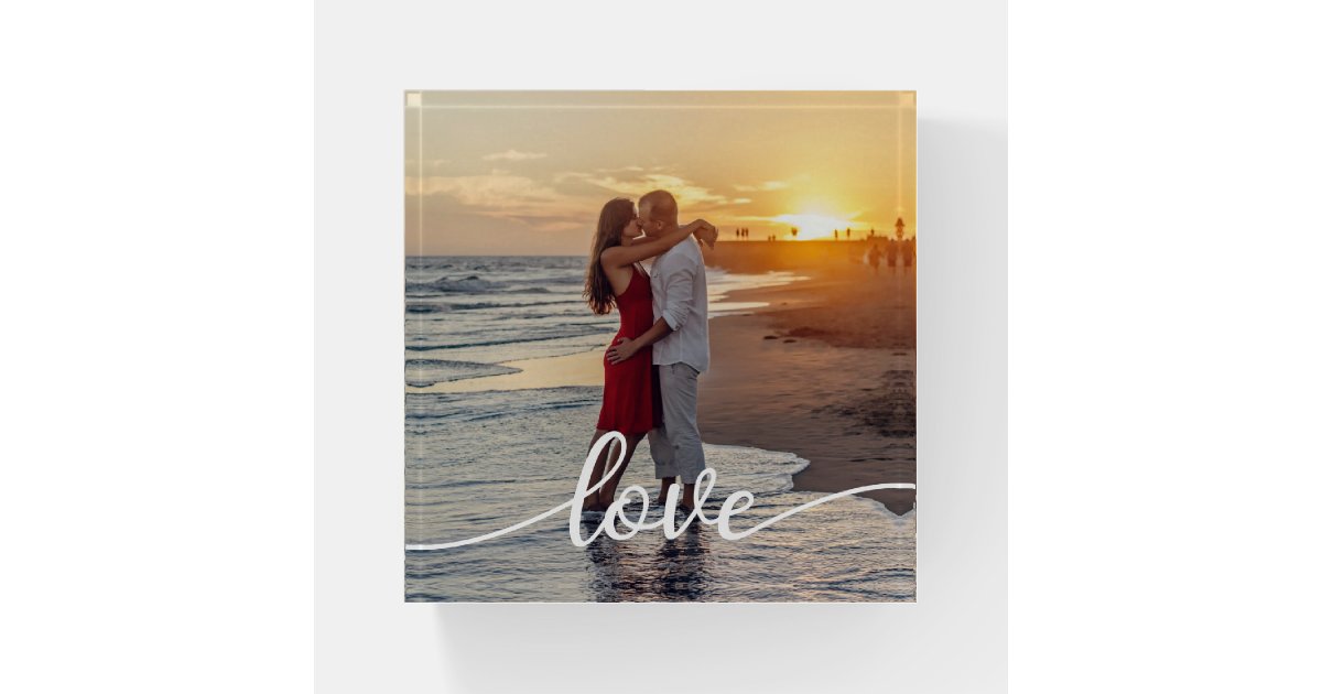Create Your Own Love Script Romantic Couple Photo Paperweight | Zazzle