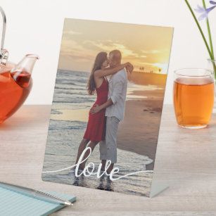 Create Your Own Love Script Romantic Couple Photo Pedestal Sign