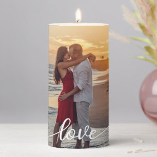 Create Your Own Love Script Romantic Couple Photo Pillar Candle