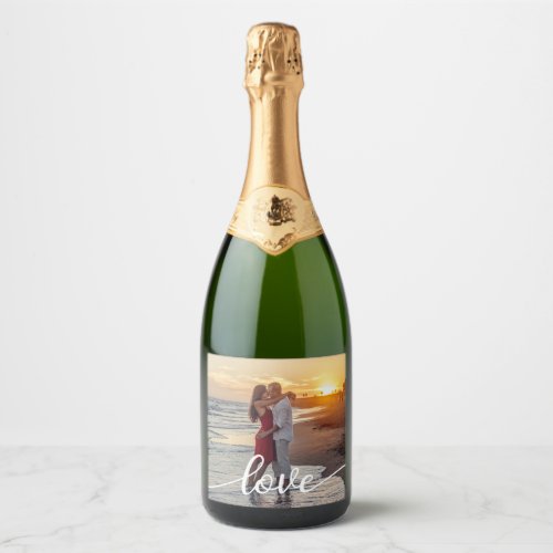 Create Your Own Love Script Romantic Couple Photo Sparkling Wine Label