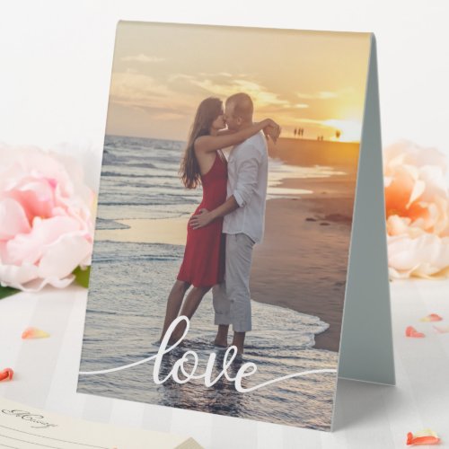 Create Your Own Love Script Romantic Couple Photo Table Tent Sign