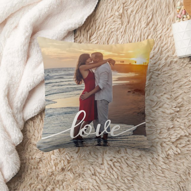 Create Your Own Love Script Romantic Couple Photo Throw Pillow (Blanket)