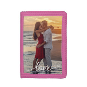 Create Your Own Love Script Romantic Couple Photo Tri-fold Wallet