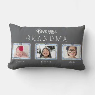 Create Your Own Love You Grandma 3 Photo Cute Lumbar Pillow