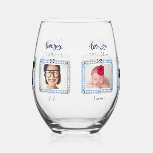Create Your Own Love You Grandma 3 Photo Cute  Stemless Wine Glass
