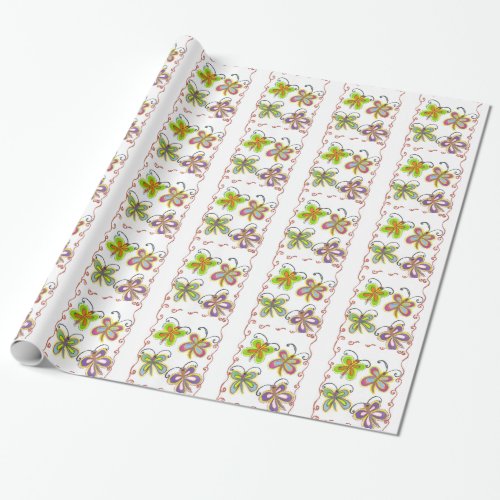 Create Your Own Lovely colorful Girly Butterfly Wrapping Paper