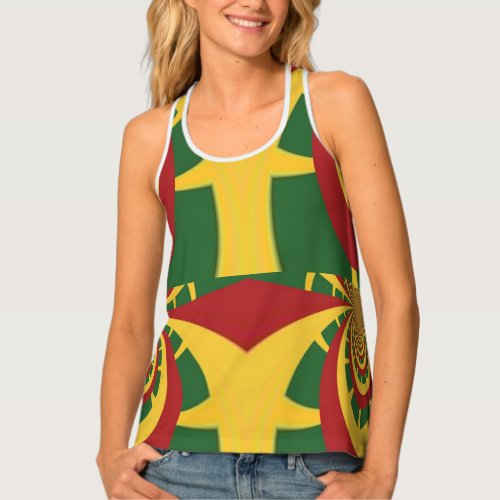 Create Your Own Lovely Red Gold Green Rasta Design Tank Top