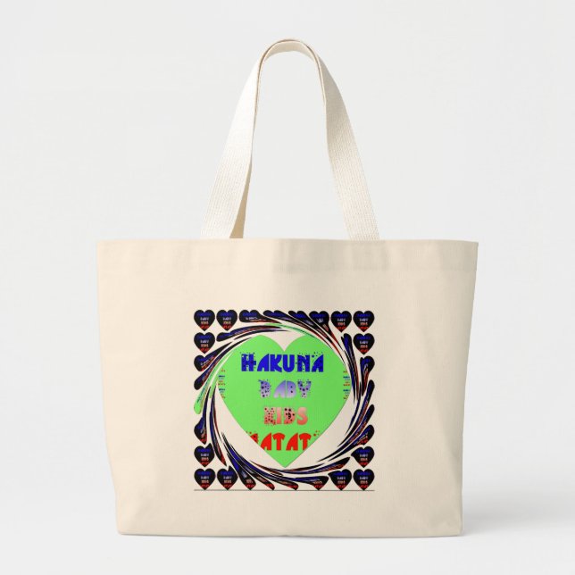Create Your Own Luminous Hearts Baby Kid Design Large Tote Bag (Front)