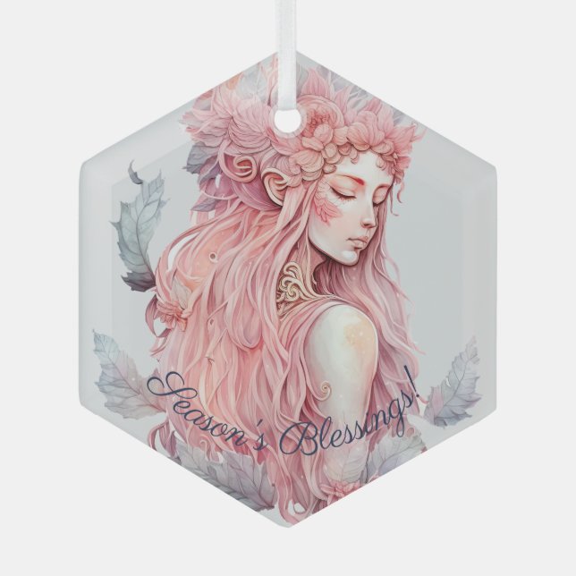 Create Your Own Lunar Love Magic Goddess Glass Ornament (Front)