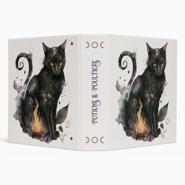 Create Your Own Magic Black Cat 3 Ring Binder (Background)