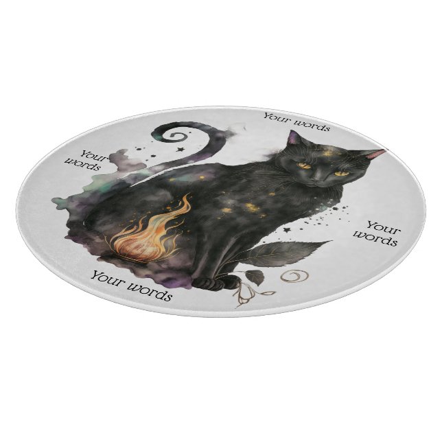 Create Your Own Magic Black Cat Familiar Cutting Board (Corner)