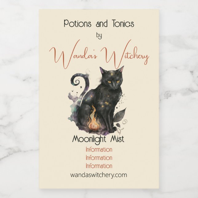Create Your Own Magic Black Cat Wine Label