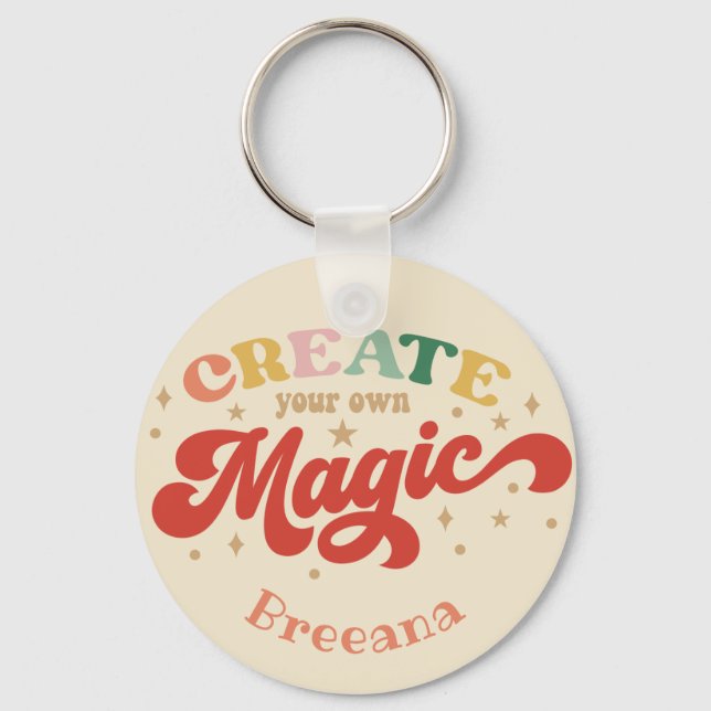 Create Your Own Magic Grl Pwr Girl Power button Keychain (Front)