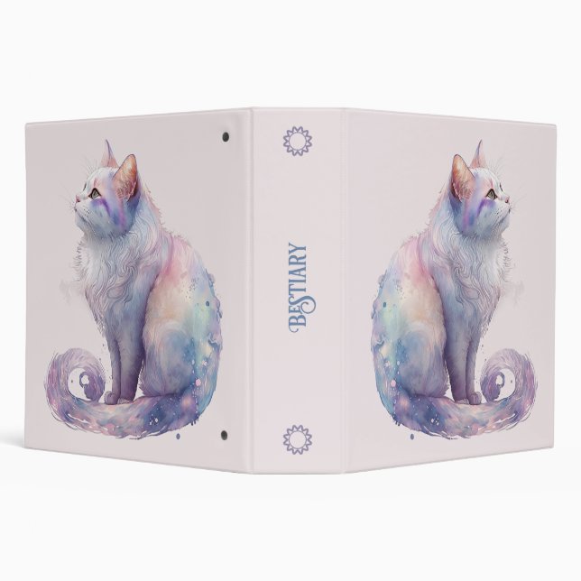 Create Your Own Magic White Cat 3 Ring Binder (Background)