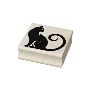 Create Your Own Magical Black Cat Curled Tail Rubber Stamp