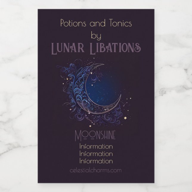 Create Your Own Magical Blue Moon Wine Label (Single Label)