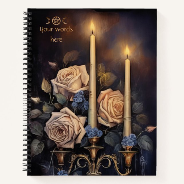 Create Your Own Magical Candles Roses Floral Notebook (Front)