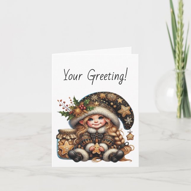 Create Your Own Magical Christmas Gnome Cookies Holiday Card (Front)