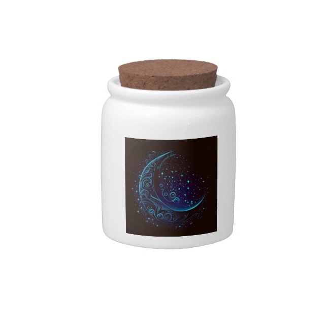 Create Your Own Magical Filigree Blue Moon Candy Jar (Front)