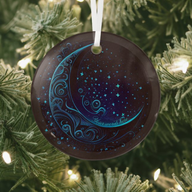 Create Your Own Magical Filigree Blue Moon Glass Ornament (Insitu)