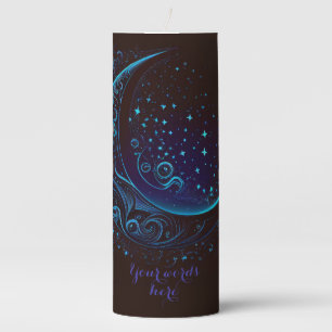 Create Your Own Magical Filigree Blue Moon Pillar Candle