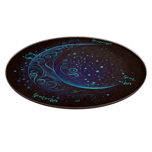Create Your Own Magical Fligree Blue Moon Altar Cutting Board
