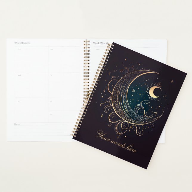 Create Your Own Magical Gold Filigree Moon Planner
