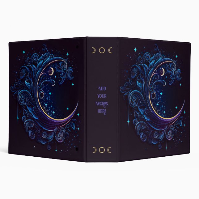 Create Your Own Magical Moon Waves 3 Ring Binder (Background)